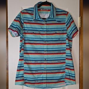 Ariat Women's Multicolor Striped Button Down Shirt Western Cowgirl Rodeo